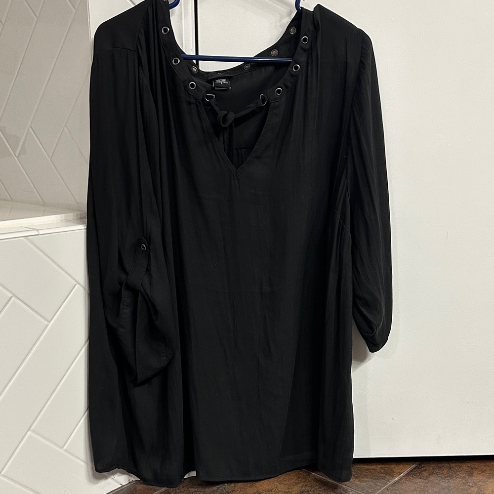 Torrid Black Blouse with Grommet Detail